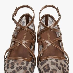 Kiss Leopard Print Flats with Brown Straps